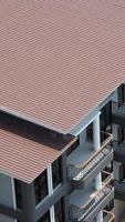 Roof tiles and made from ceramic and metal material and top view angle. photo