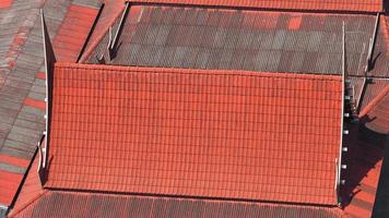 Roof tiles and made from ceramic and metal material and top view angle. photo