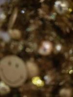 Christmas and Happy new year on blurred bokeh christmas tree photo