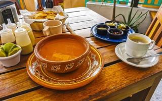 Aztec Mexican soup in a restaurant Playa del Carmen Mexico. photo