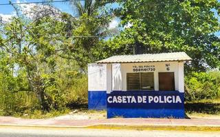 Kantunilkin Quintana Roo Mexico 2021 Driving thru village Kantunilkin streets houses churches public places Mexico. photo