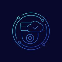 ip camera and a cloud line icon, vector