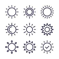 sun line icons, vector set