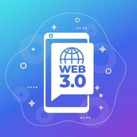 icono de vector web 3.0 con un teléfono inteligente