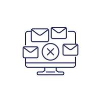 eliminar mensajes de correo, icono de línea de correos electrónicos vector