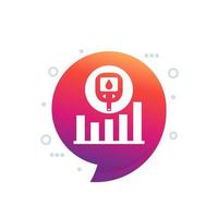 Glucose monitoring icon with glucometer and a graph vector