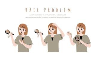 hair loss cartoon character vector flat concept