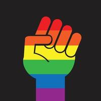 Vector flat cartoon lgbt rainbow flag fist