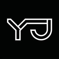 monograma del logotipo yj con espacio negativo de estilo de línea vector