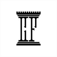 CF Logo monogram with pillar shape design template vector