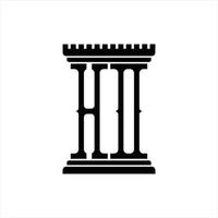 HO Logo monogram with pillar shape design template vector