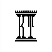 KT Logo monogram with pillar shape design template vector