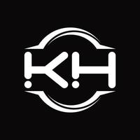 monograma del logotipo kh con plantilla de diseño de forma de corte redondeado circular vector