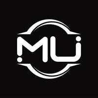 MU Logo monogram with circle rounded slice shape design template vector