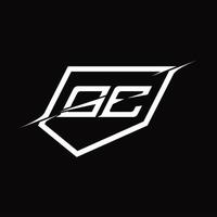 GE Logo monogram letter with shield and slice style design vector