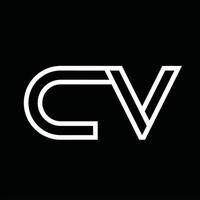 monograma del logotipo cv con espacio negativo de estilo de línea vector