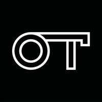 monograma del logotipo ot con espacio negativo de estilo de línea vector