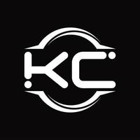 monograma del logotipo de kc con plantilla de diseño de forma de rebanada redondeada de círculo vector