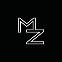 MZ Logo monogram with line style design template vector