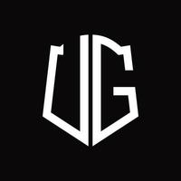 UG Logo monogram with shield shape ribbon design template vector