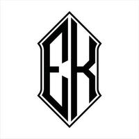 EK Logo monogram with shieldshape and outline design template vector icon abstract