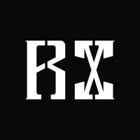 monograma de logotipo rx con plantilla de diseño de corte medio vector