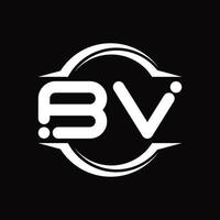 BV Logo monogram with circle rounded slice shape design template vector