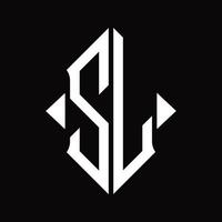 SL Logo monogram with shield shape isolated design template vector