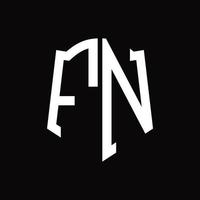 FN Logo monogram with shield shape ribbon design template vector