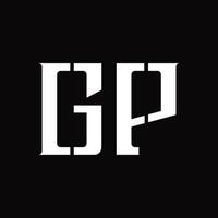 monograma de logotipo gp con plantilla de diseño de corte medio vector