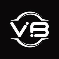 VB Logo monogram with circle rounded slice shape design template vector