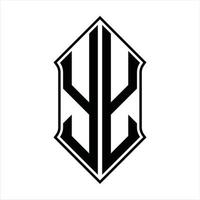 YY Logo monogram with shieldshape and outline design template vector icon abstract
