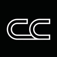 monograma del logotipo cc con espacio negativo de estilo de línea vector