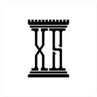 XS Logo monogram with pillar shape design template vector