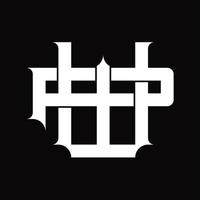 PW Logo monogram with vintage overlapping linked style design template vector