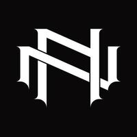 NN Logo monogram with vintage overlapping linked style design template vector