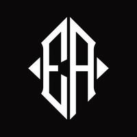 monograma del logotipo de ea con plantilla de diseño aislado en forma de escudo vector