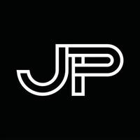 JP Logo monogram with line style negative space vector