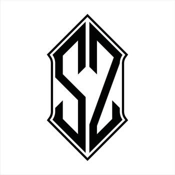 Logo monogram with shieldshape and outline design template vector icon abstract