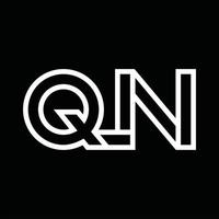 QN Logo monogram with line style negative space vector