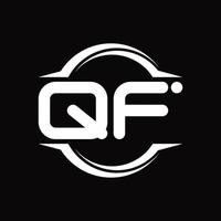 monograma del logotipo qf con plantilla de diseño de forma de corte redondeado circular vector