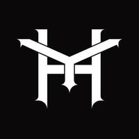 monograma del logotipo yh con plantilla de diseño de estilo enlazado superpuesto vintage vector