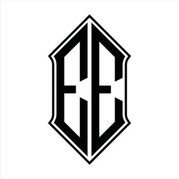 EE Logo monogram with shieldshape and outline design template vector icon abstract