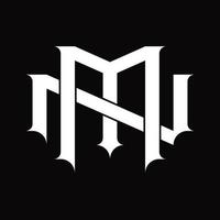 NM Logo monogram with vintage overlapping linked style design template vector
