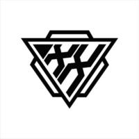 XX Logo monogram with triangle and hexagon template vector