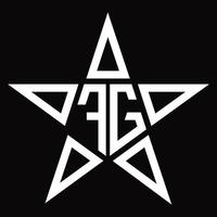 monograma del logotipo fg con plantilla de diseño en forma de estrella vector