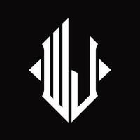 WJ Logo monogram with shield shape isolated design template vector
