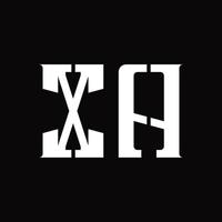 XA Logo monogram with middle slice design template vector