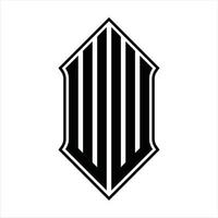 WW Logo monogram with shieldshape and outline design template vector icon abstract
