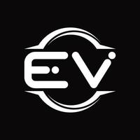 EV Logo monogram with circle rounded slice shape design template vector